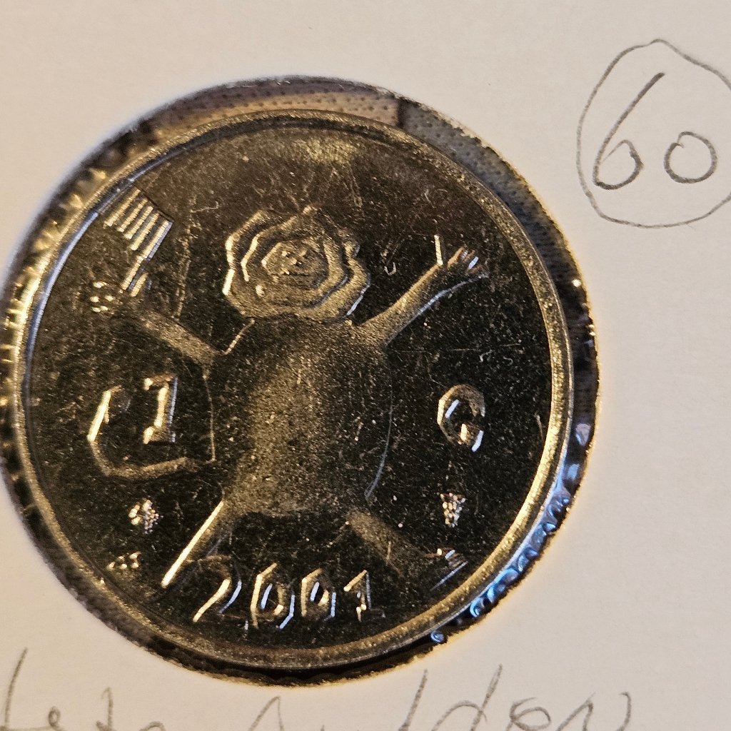 60 ƒ1,00 Nederland; Laatste gulden 2001 UNC, Ophalen of Verzenden, Koningin Beatrix, 1 gulden, Losse munt