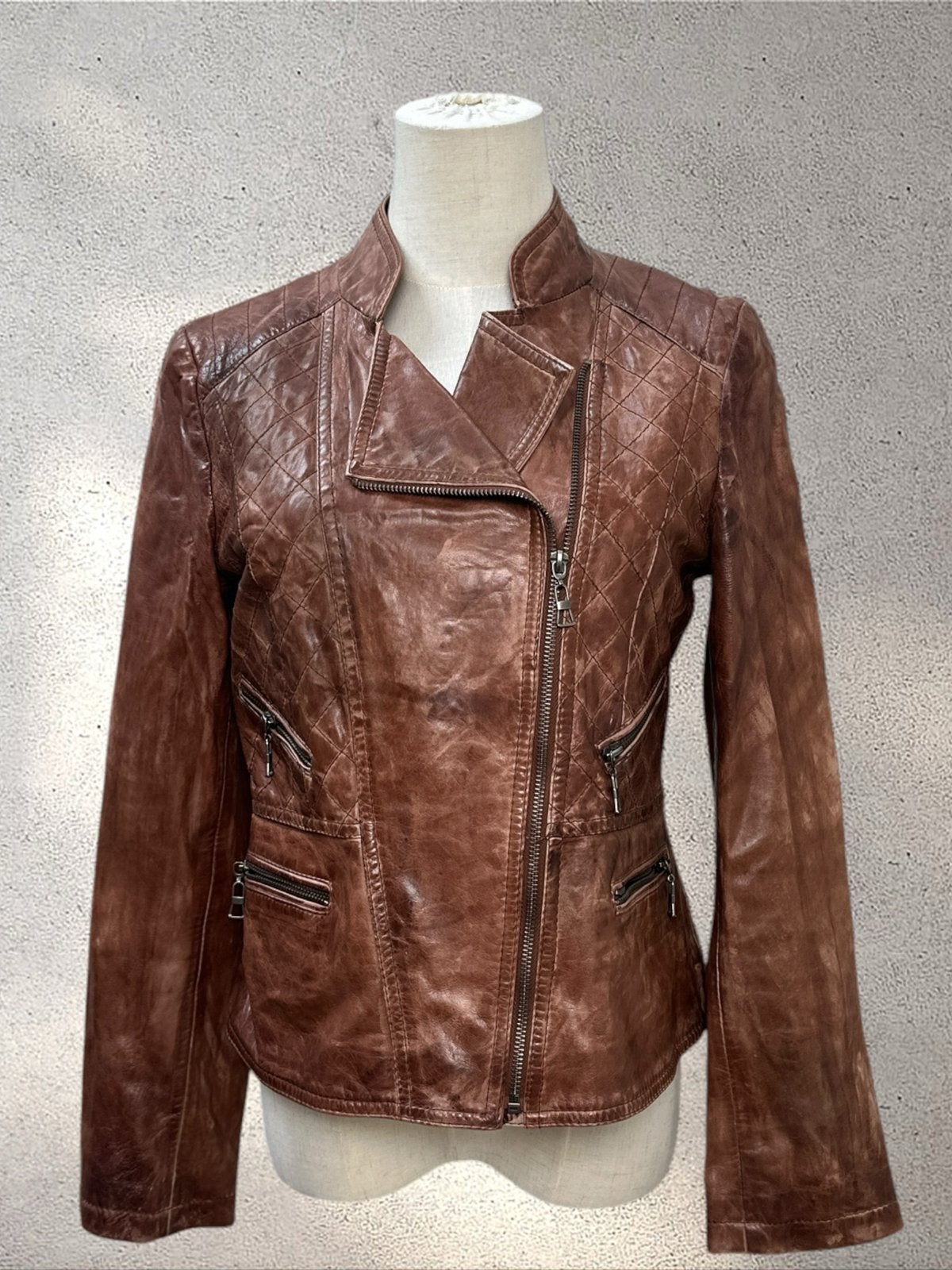 Taifun bikerjack bruin met gewatteerde details, Ophalen of Verzenden, Gedragen, Maat 36 (S), Bruin