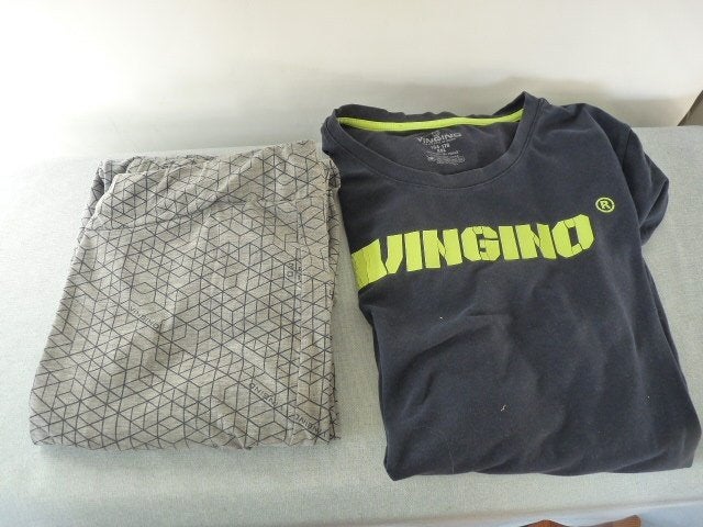 Blauw grijs pyjama shirt en broek van Vingino, mt 164-176, Nacht- of Onderkleding, Gebruikt, Ophalen of Verzenden, Vingino
