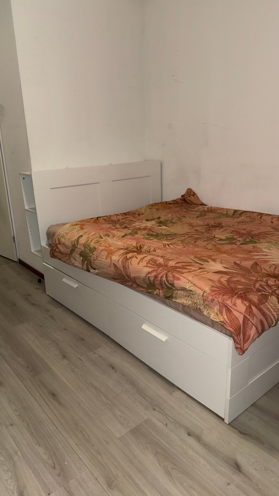 IKEA BRIMNES Bed en hoofdbord + Matrass, Gebruikt, Wit, Tweepersoons, 200 cm