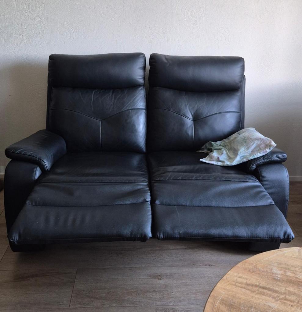 Leren relax bankje zwart., Ophalen