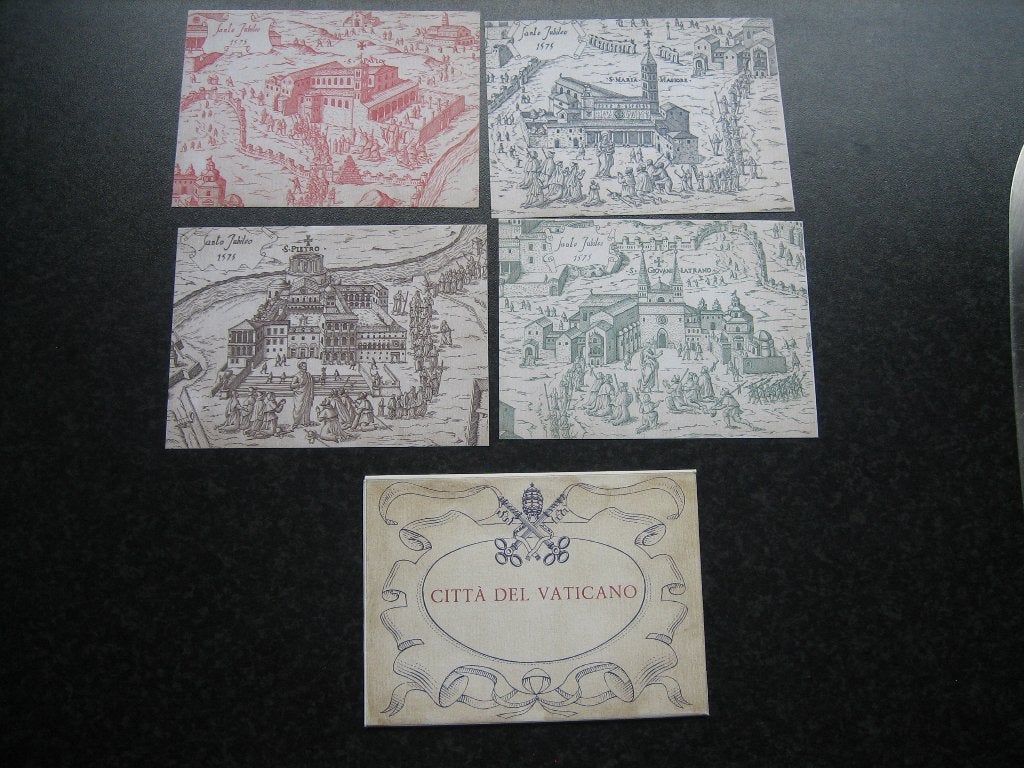 VATICAAN 1983 mapje 4 stuks ak/poststukken gestempeld, Ophalen of Verzenden, 1980 tot heden, Overig Europa