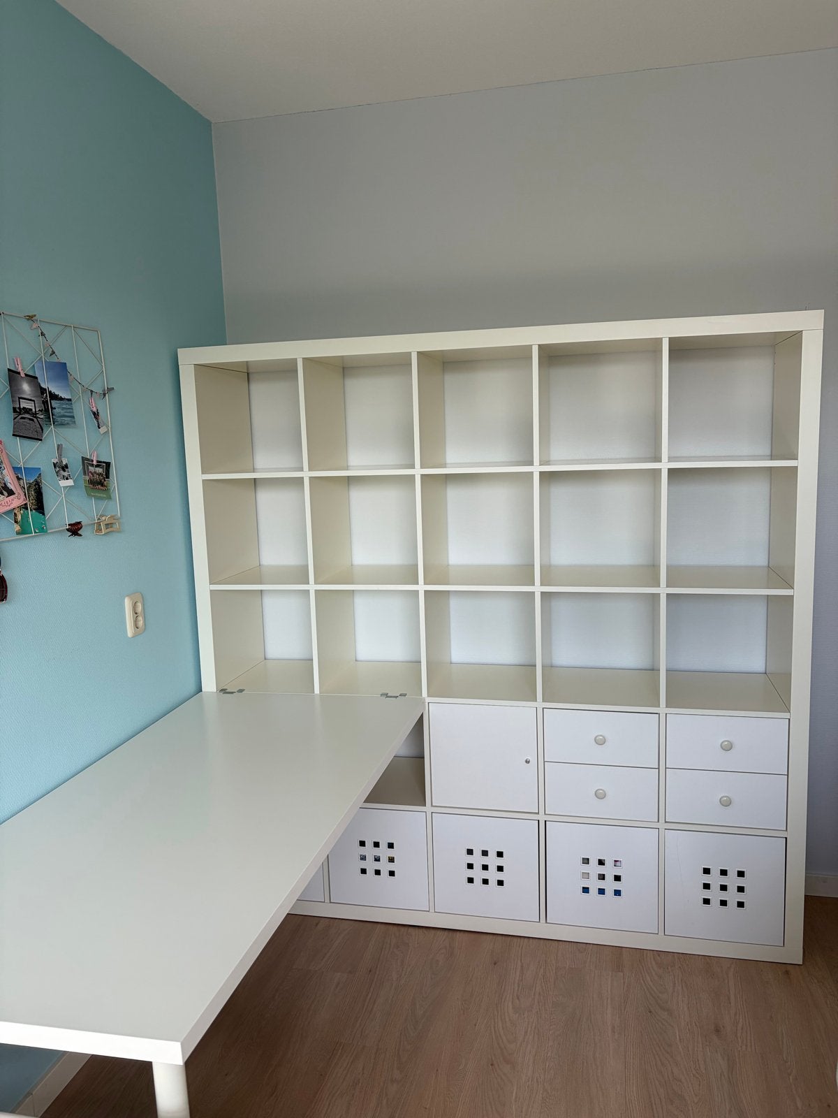 IKEA KALLAX kast met bureau, Huis en Inrichting, Ophalen, 150 tot 200 cm, Zo goed als nieuw, Met lade(s)