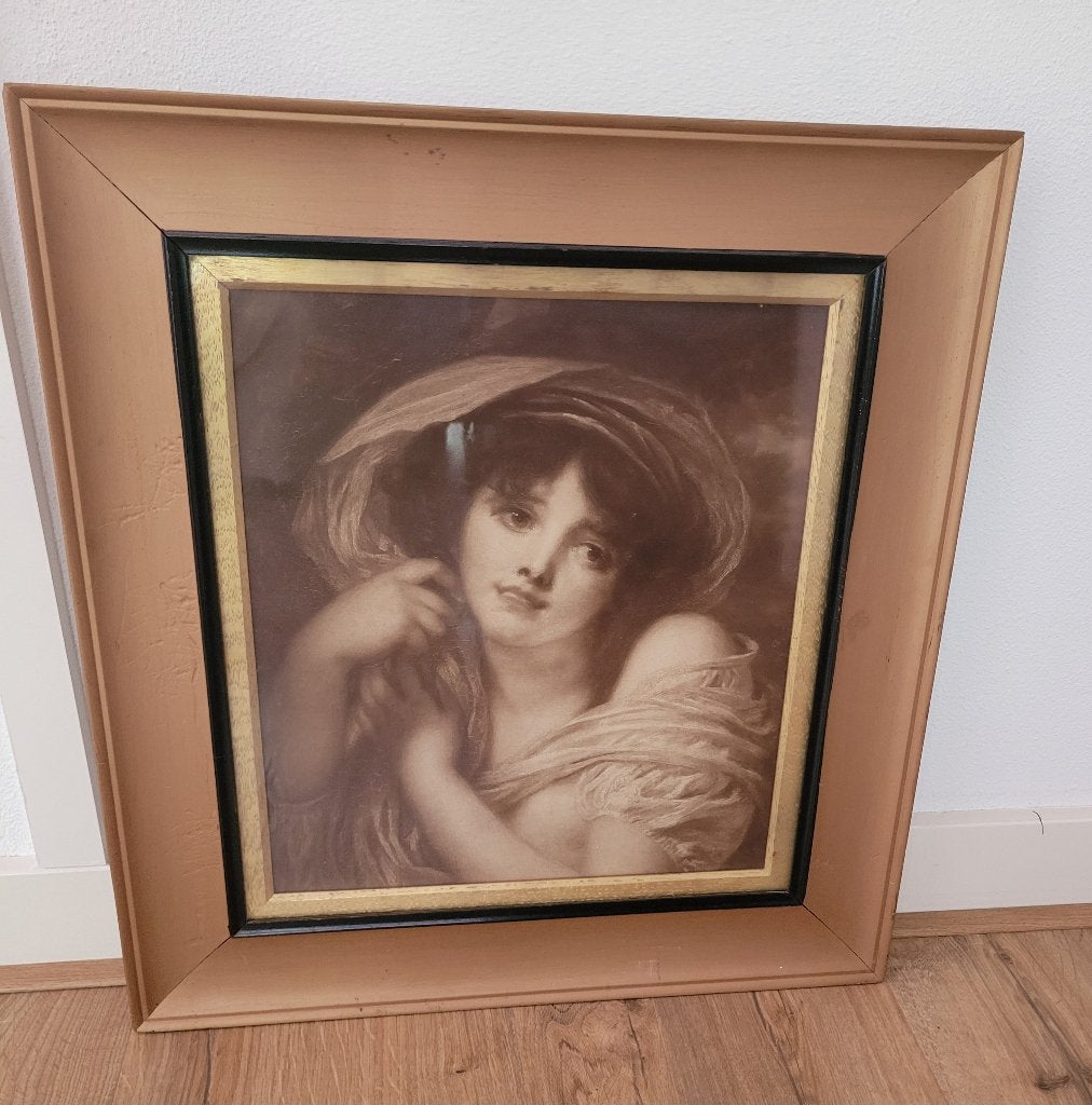 Reproductie van "A Girl" Door Jean Baptiste Greuze in lijst, Antiek en Kunst, Curiosa en Brocante, Ophalen of Verzenden