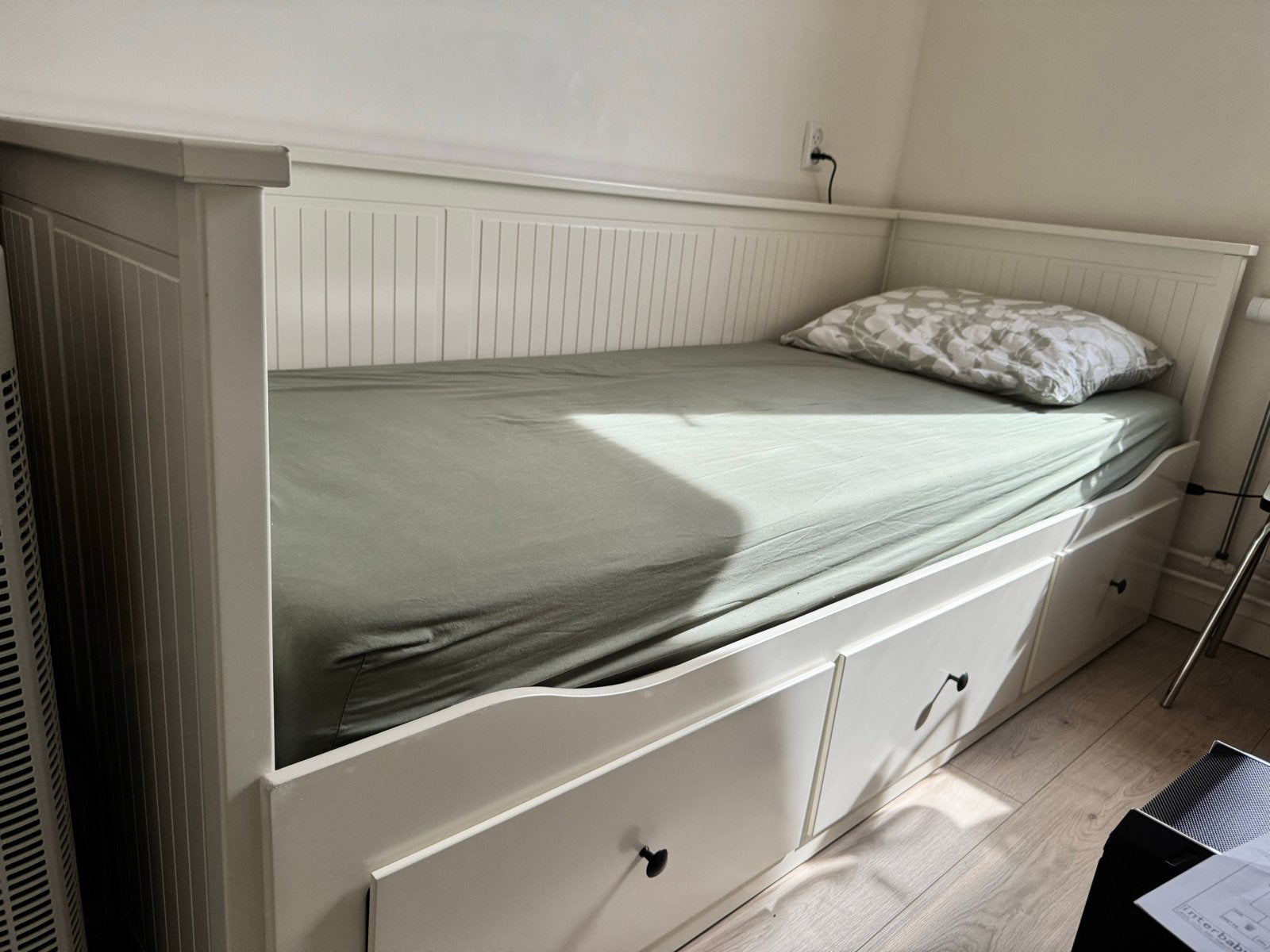 Ikea Hemnes Bedbank met 3 lades, Ophalen, Wit, Tweepersoons, 80 cm