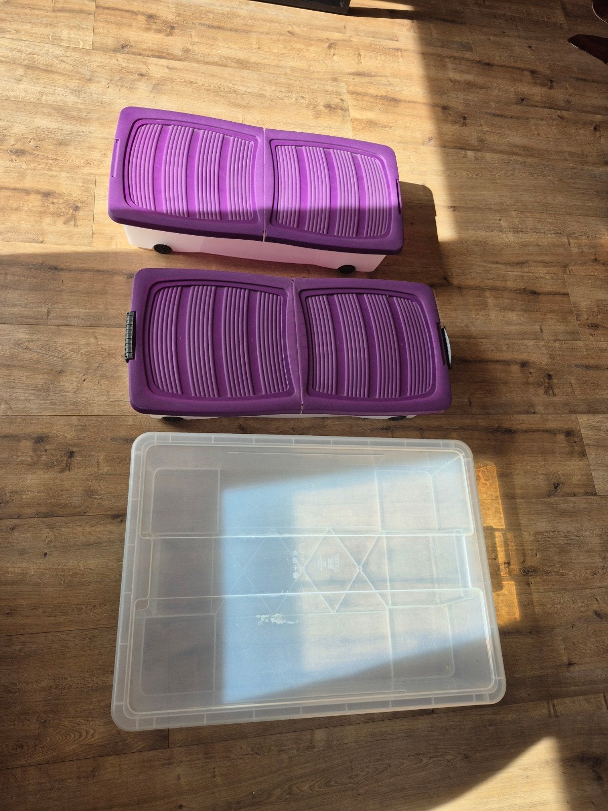 3x transparante opbergbak met deksel, handigqe opbergbox, Ophalen, Gebruikt, Kunststof, Industrieel