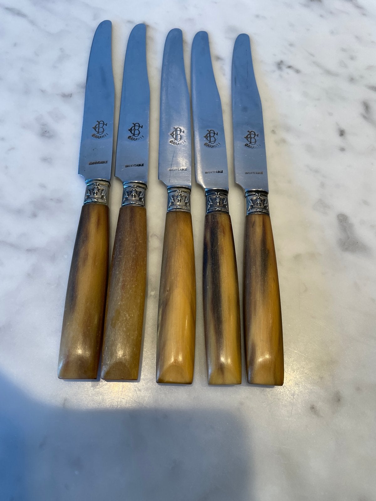 Set van 5 Antieke Messen met Hoornen Handvatten, Ophalen