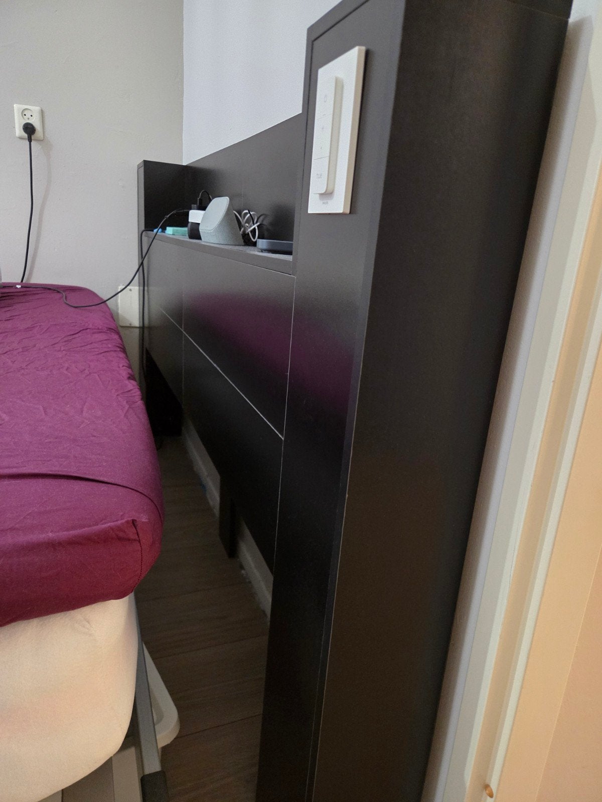 Donkerbruin bedframe/hoofdbord 180x104x17 (bxhxd), Ophalen, Gebruikt, Zwart, Tweepersoons