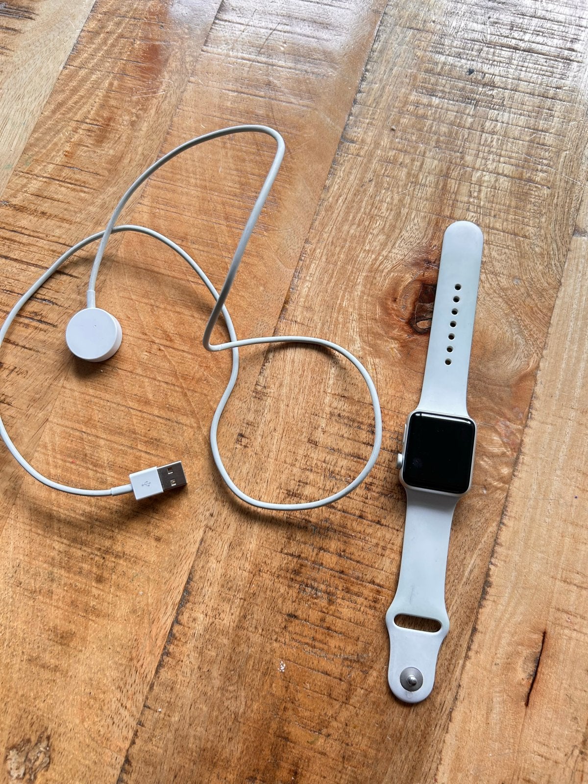 Apple Watch Series 3 38mm Zilver met Wit Bandje, Wit, IOS, Ophalen of Verzenden, Waterdicht