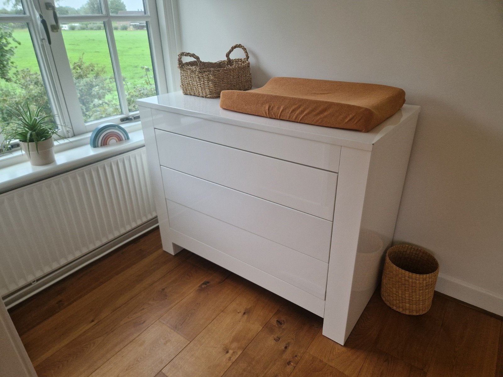 Witte Commode met 3 Lades, Ophalen, Gebruikt, 50 tot 70 cm, 100 cm of meer