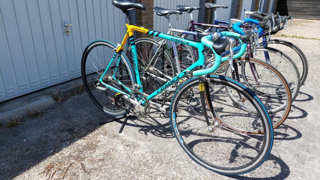 4 racefietsen ivm stoppen Hobby, zie omschrijving, Ophalen, Gebruikt, Giant, 57 tot 61 cm