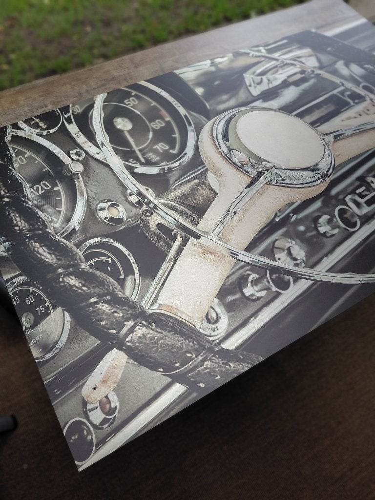 Posters /Dibond oldtimer dashboard geprint op  aluminium, Ophalen, Zo goed als nieuw, Deurposter of groter, Overige onderwerpen