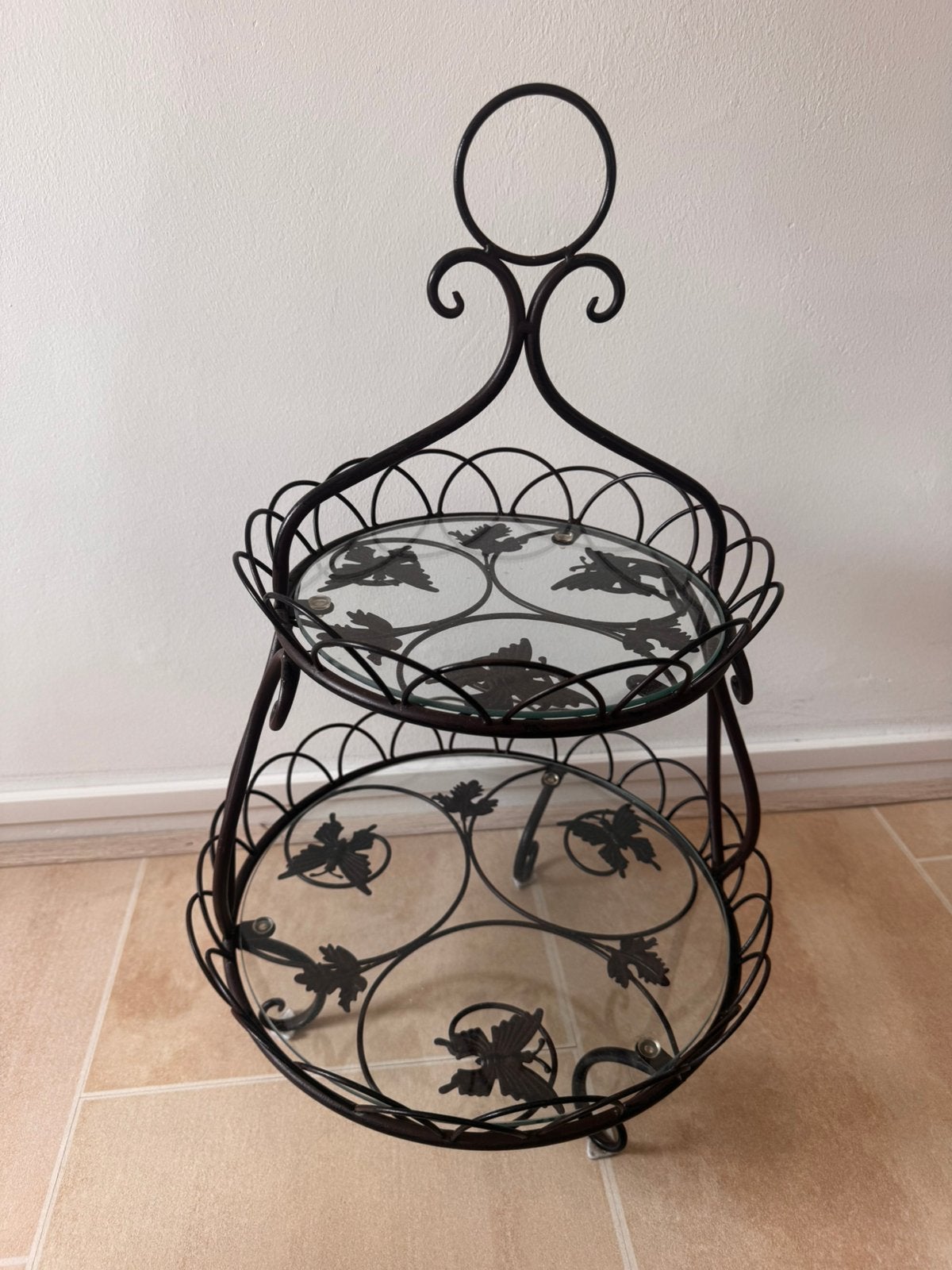 Etagère met vlinders, Ophalen of Verzenden, Zo goed als nieuw, Etagère, Metaal