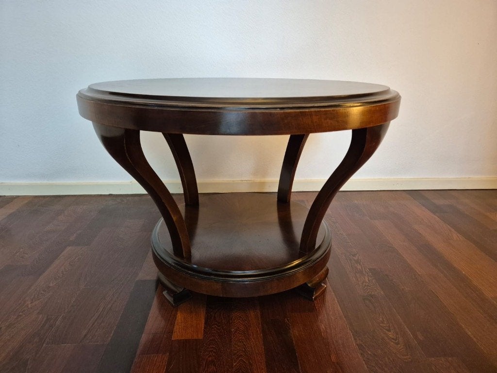 Klassieke ronde houten salontafel – Biedermeier stijl, Ophalen, 50 – 75, Gebruikt, Rond