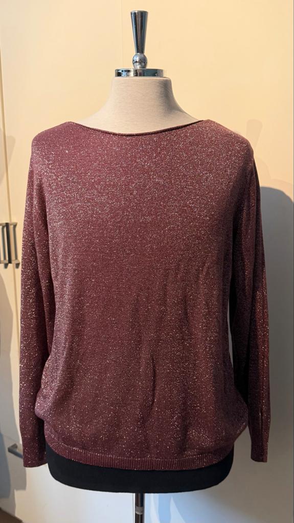 Be-One Bordeauxrood Trui Maat 44 met Lurex Glimmer, Kleding | Dames, Ophalen of Verzenden, Zo goed als nieuw, Maat 42/44 (L), Rood