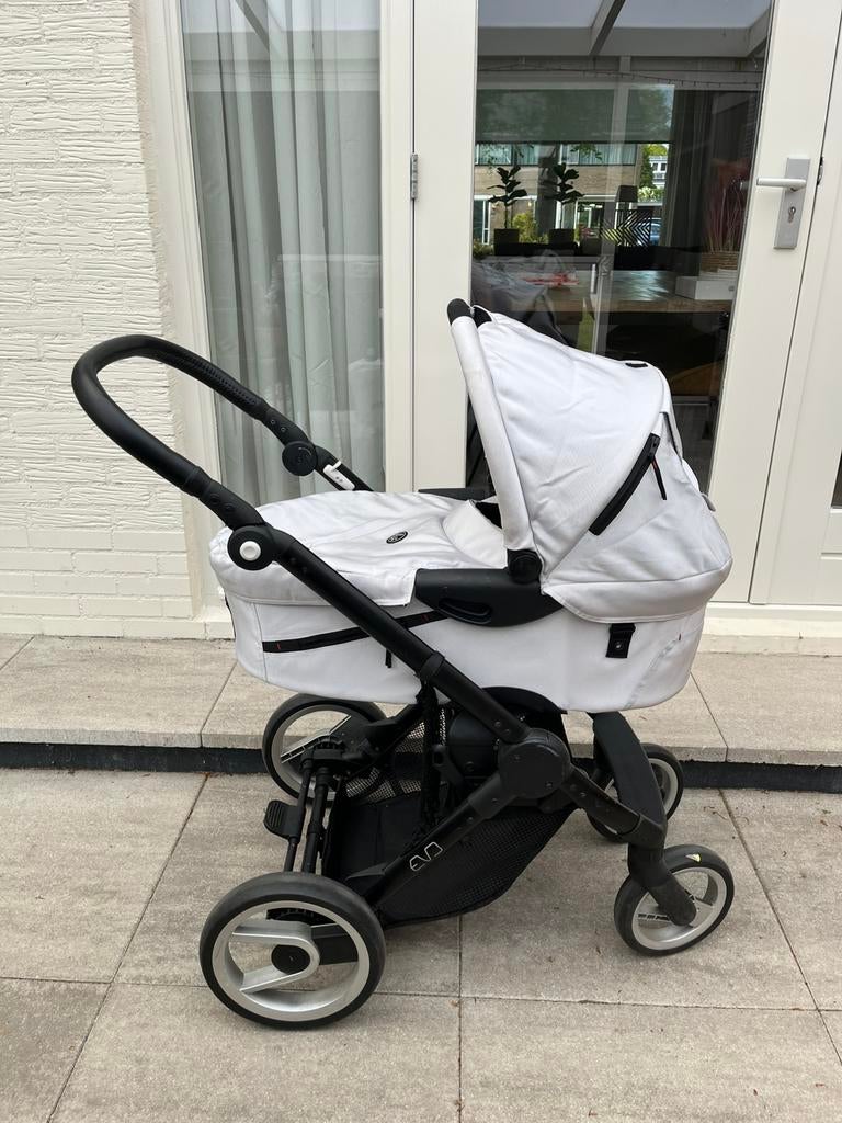 Kinderwagen musty evo zilver & buggy, Ophalen, Gebruikt, Verstelbare duwstang, Combiwagen