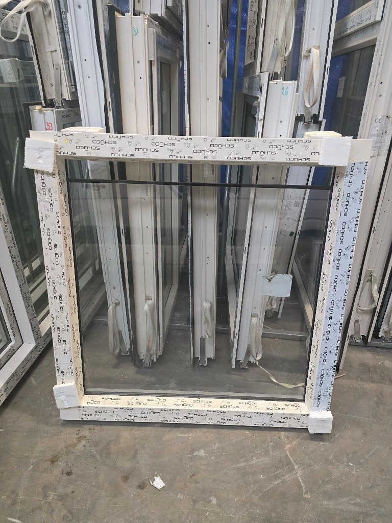 Kunststof raam kozijn Schüco 1150x1175 mm (NIEUW) 75, Kunststof, Raamkozijn, Nieuw, Inclusief glas
