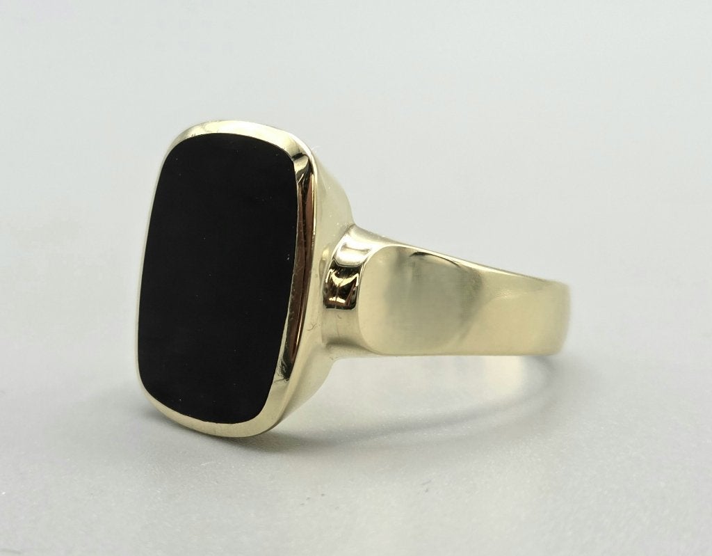Gouden Vintage heren zegelring met onyx. 2026/353