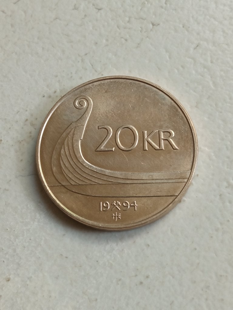 Noorwegen 20 kronen 1994., Ophalen of Verzenden, Overige landen, Losse munt