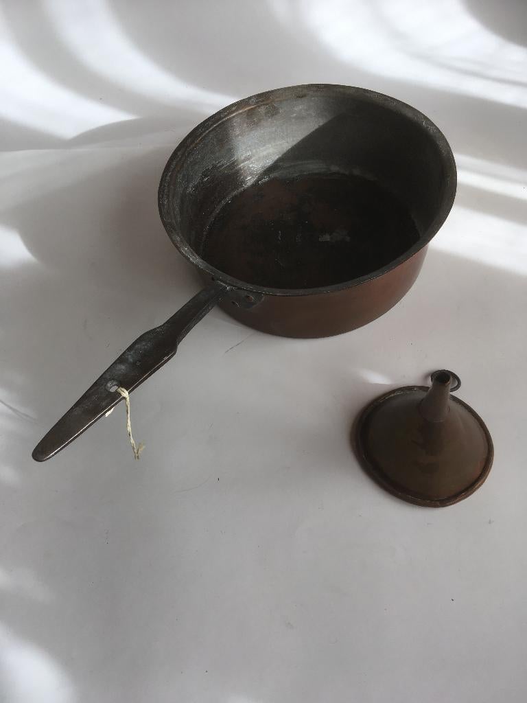 Koperen pot, pan, doofpot, trechter en voorraadpot, Ophalen, Koper