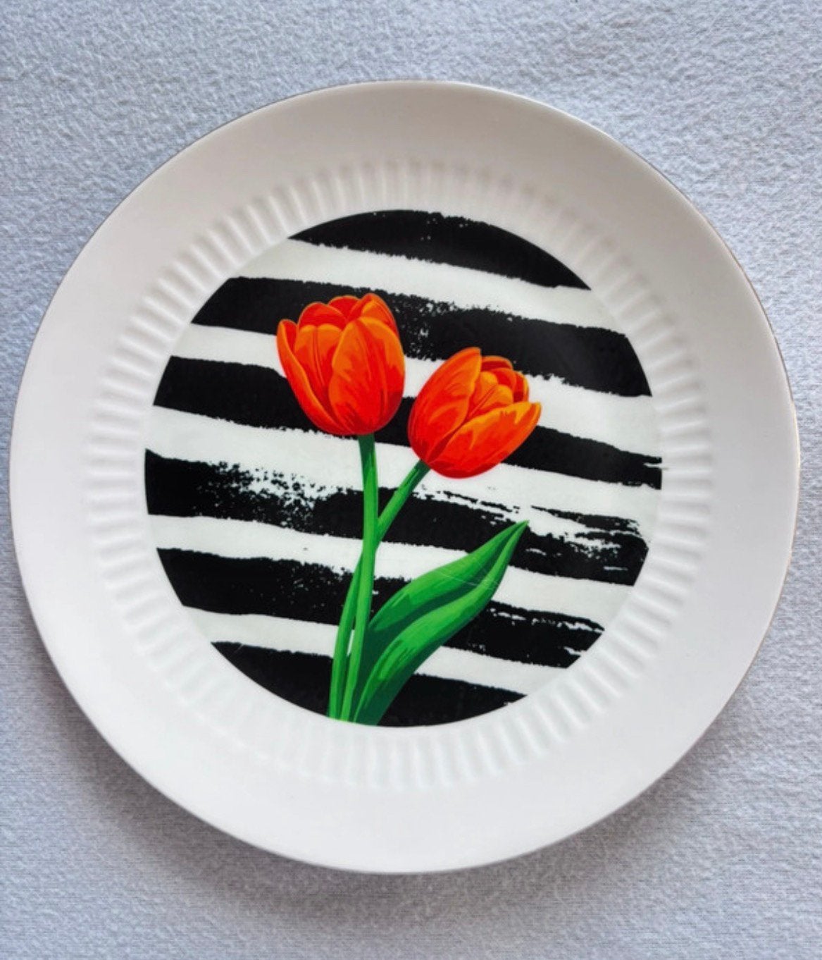 Wandbord tulp 21 cm, Ophalen of Verzenden, Zo goed als nieuw, Dier of Natuur