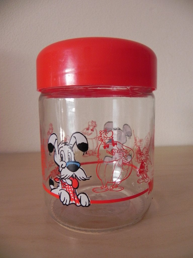 Asterix glazen voorraadpotje met Idéfix, Ophalen, Asterix en Obelix, Zo goed als nieuw, Gebruiksvoorwerp