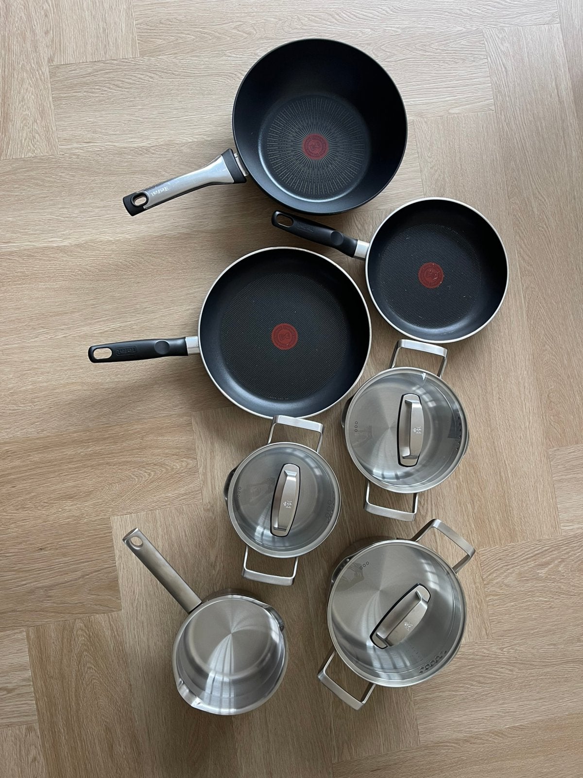 4 BK pannen + 3 Tefal pannen, Ophalen, Gebruikt, BK, Pannenset