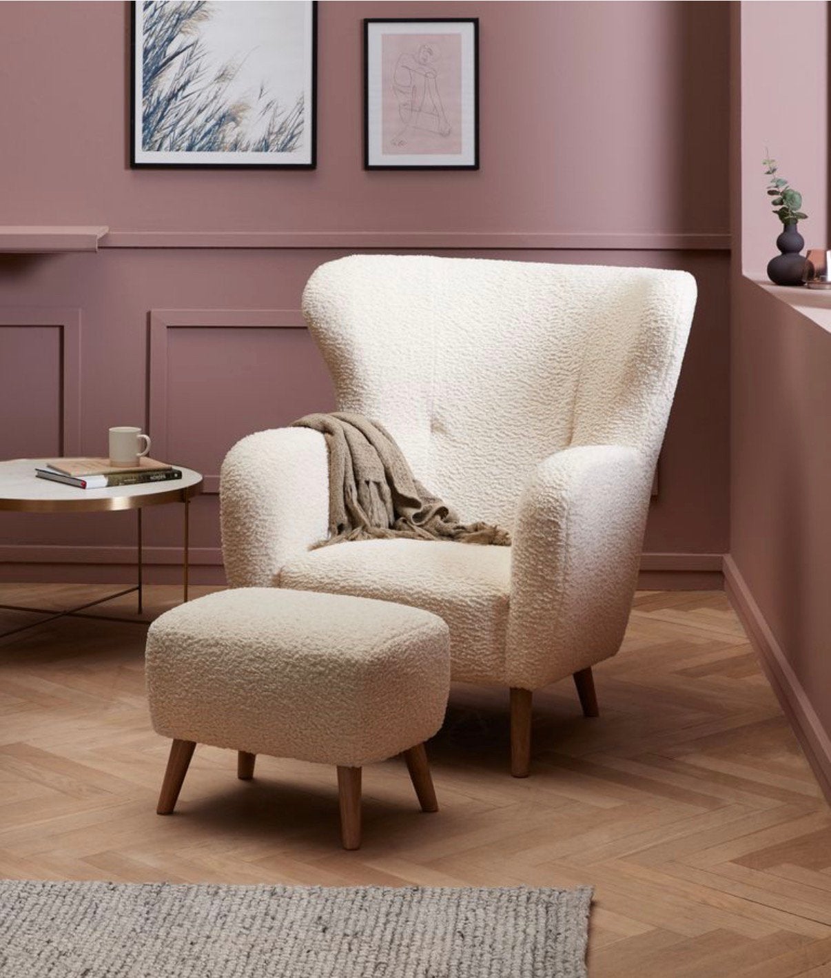 Fauteuil VILDSUND off-white teddy, Huis en Inrichting, Ophalen, 75 tot 100 cm, Zo goed als nieuw, Stof