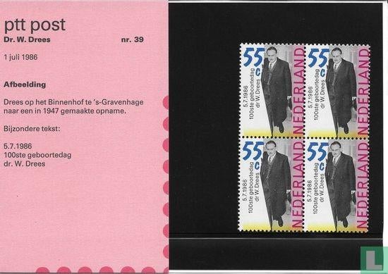 Postzegelmapje 39 Dr W Drees 1986 NL, Postzegels en Munten, Postzegels | Nederland, Ophalen of Verzenden