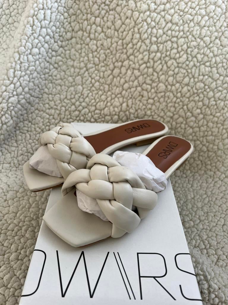 DWRS Bolivia wit leren slippers maat 36-37-38-39-40 nieuw, Kleding | Dames, Schoenen, Ophalen of Verzenden, Nieuw, Wit, Slippers