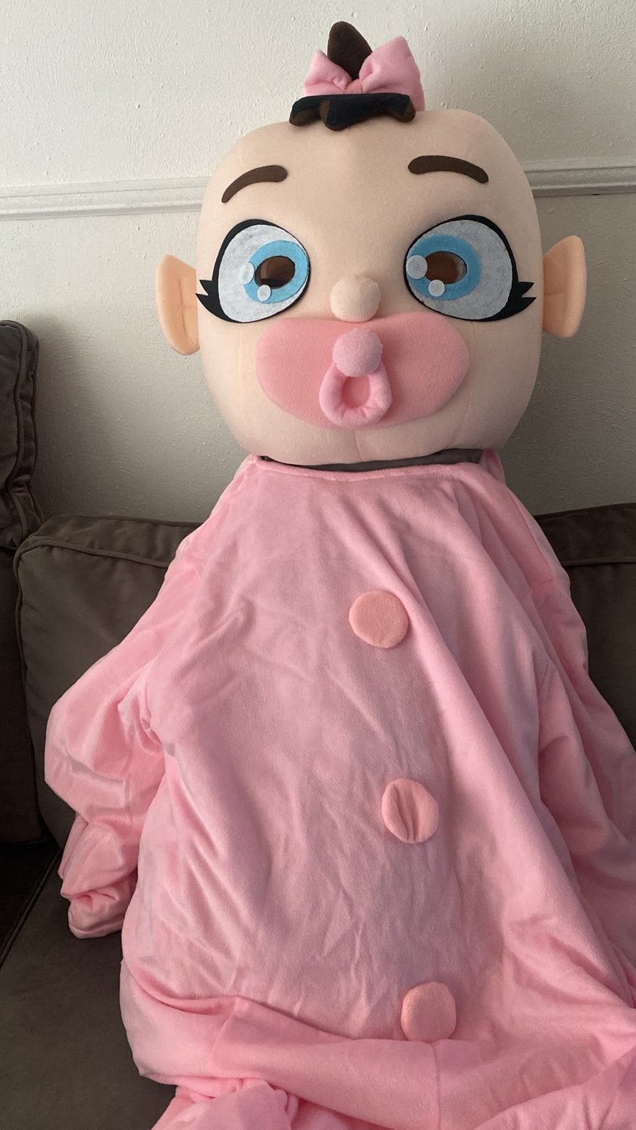 Baby mascotte kostuum - Roze of Blauw, Ophalen, Zo goed als nieuw, 170 of groter, Jongen of Meisje