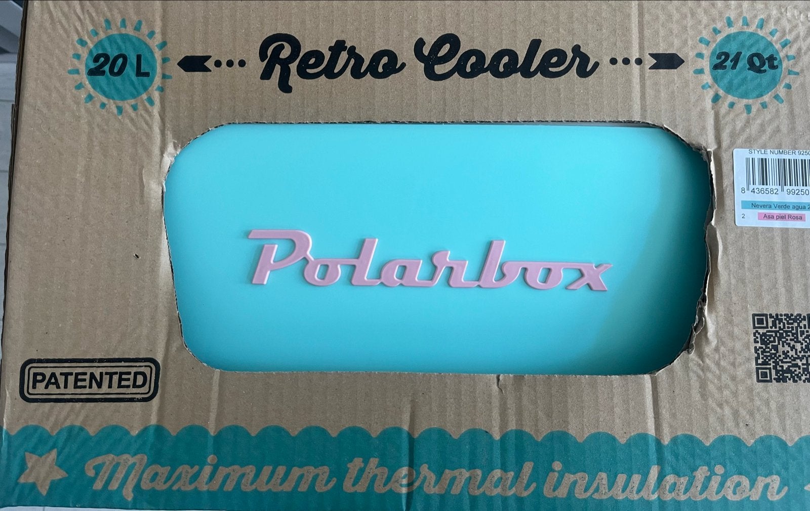 Polarbox Retro Koelbox 20L - Aqua met Roze Letters, Ophalen, Nieuw, Koelbox, Koelelement
