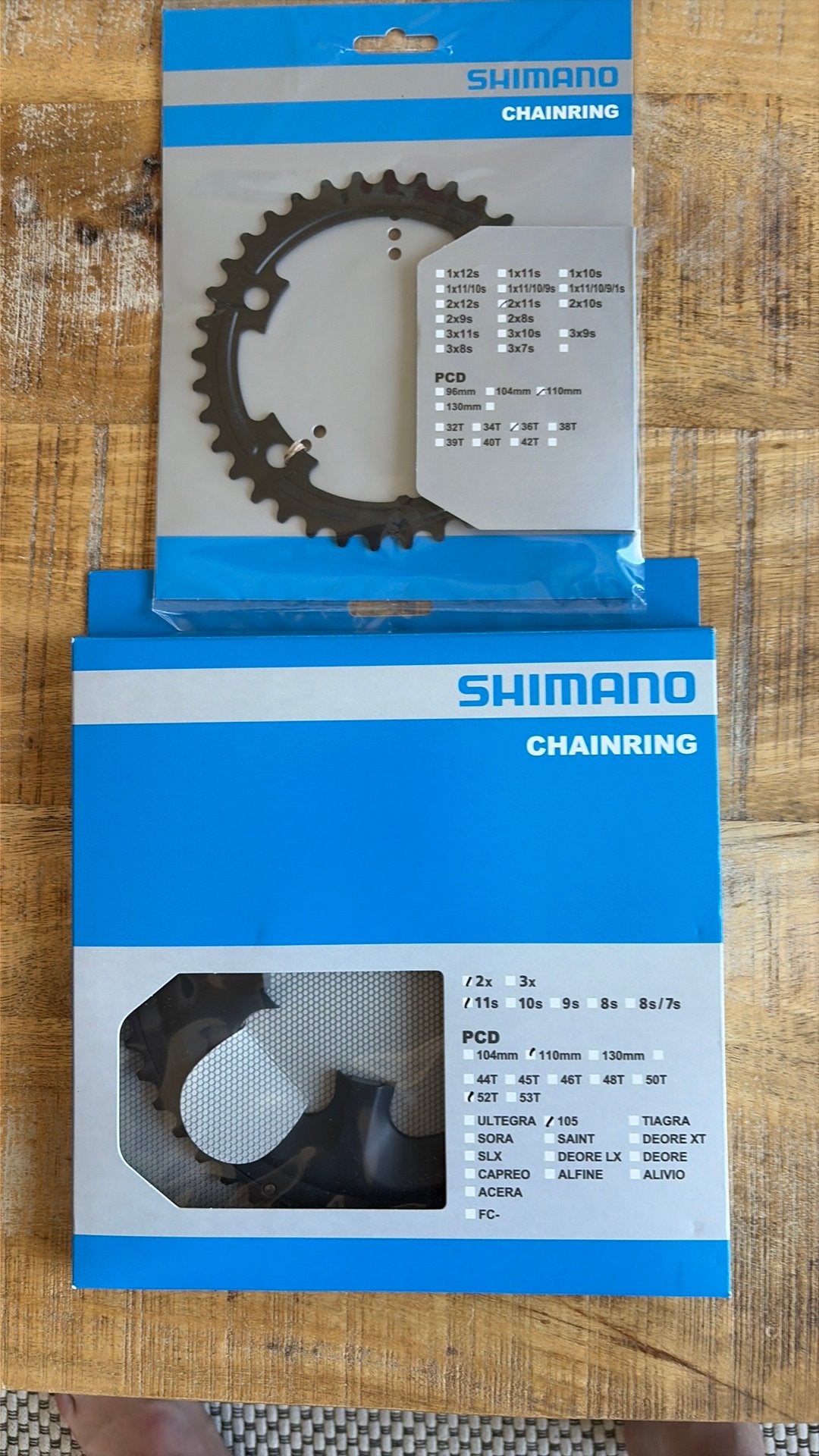 Shimano 105 5800 chainring 52T en 36T + pulley wielen, Fietsen en Brommers, Fietsonderdelen, Verzenden, Nieuw, Racefiets, Crankstel of Pedalen