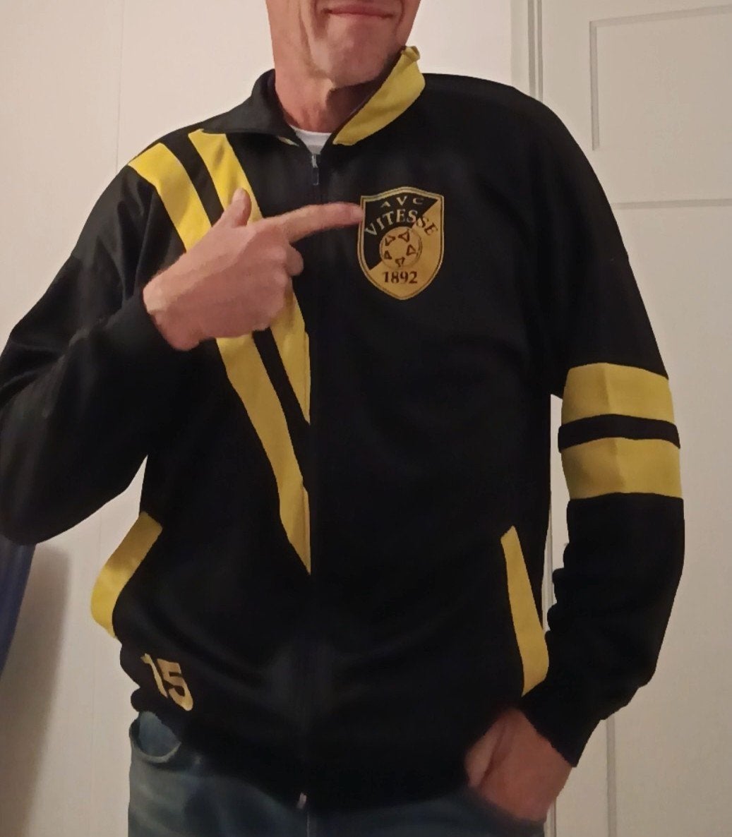 Uniek Vitesse 1892 Trainingsjack #15 (2007/2008), Ophalen of Verzenden, Maat 56/58 (XL), Blauw, Voetbal