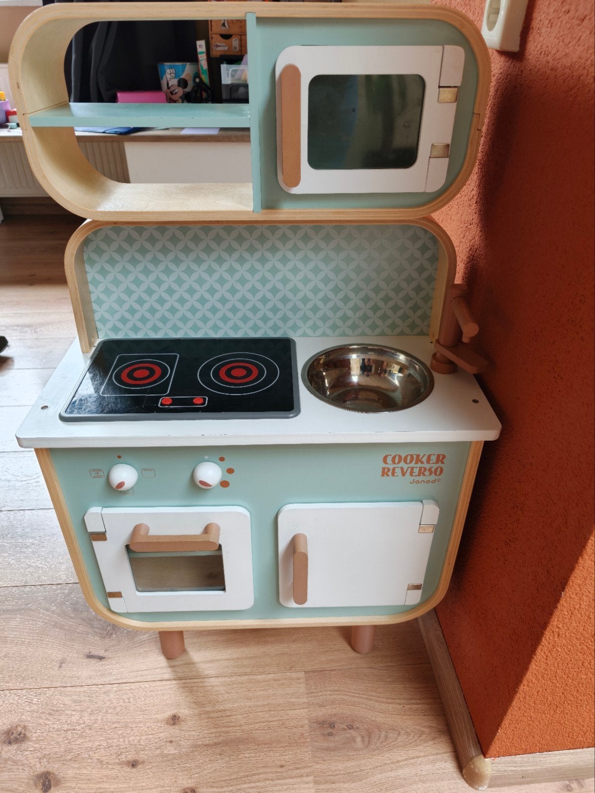 2-zijdige kinderkeuken met fornuis en wasmachine, Ophalen, Gebruikt, Met licht