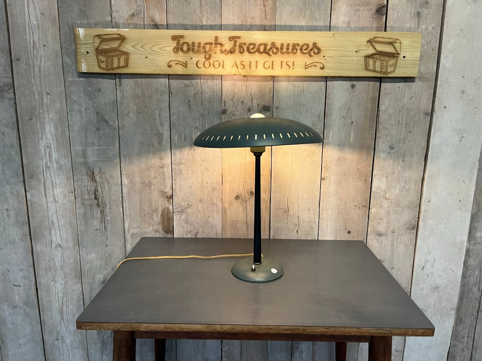 Vintage Louis Kalff Philips Z Tafellamp - Groen, Ophalen of Verzenden