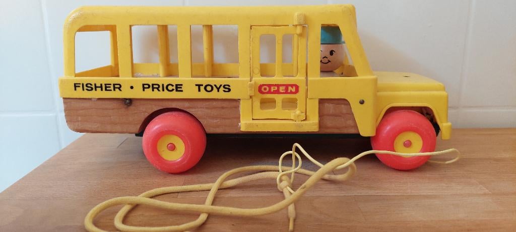 Vintage fisher price schoolbus, Ophalen of Verzenden, Gebruikt, Speelset