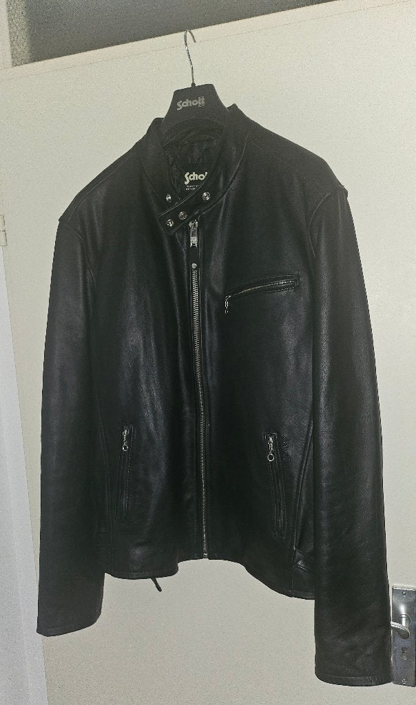 Schott NYC Leren Motor Jas Biker Jacket 5XL, Zwart, Overige maten, Ophalen of Verzenden, Zo goed als nieuw
