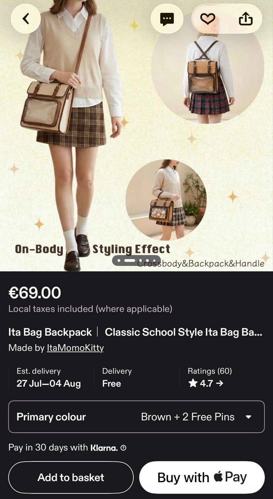 Ita Bag Rugzak - Klassieke Schoolstijl, Nieuw, Minder dan 25 cm, 30 tot 45 cm, Ophalen