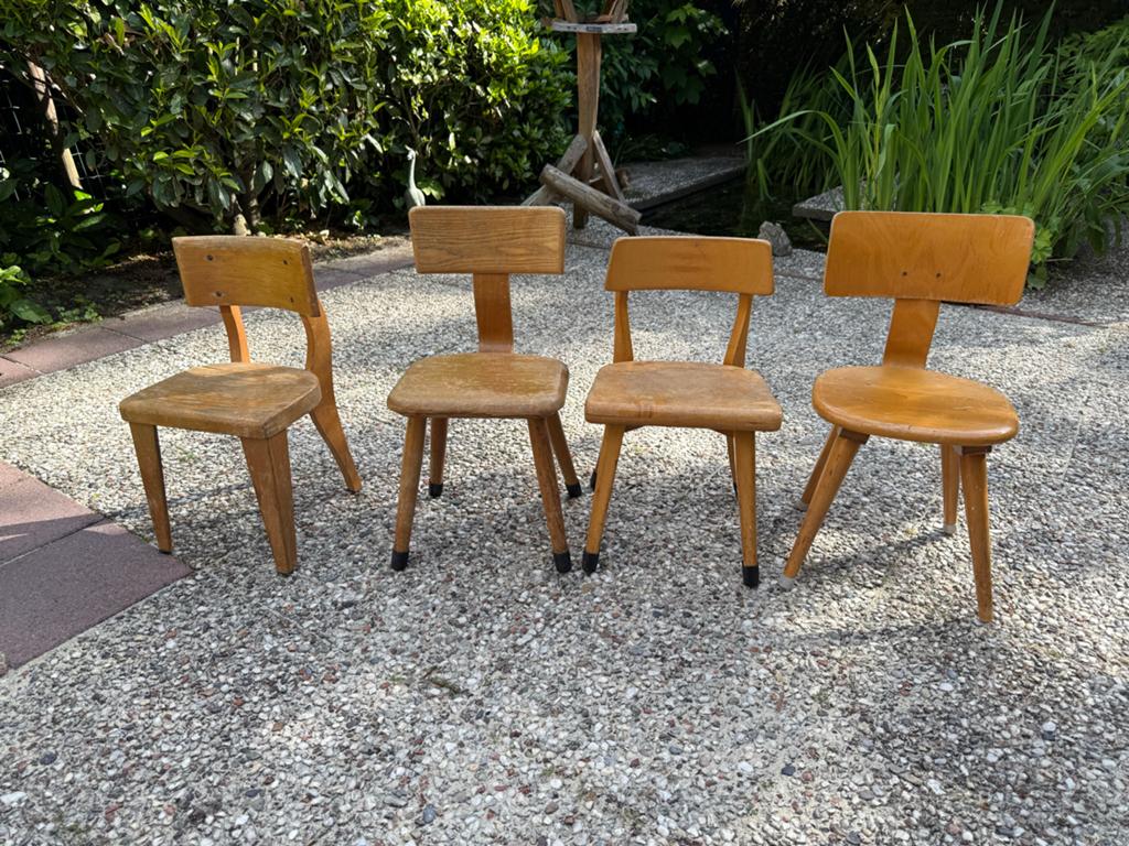 Set van 4 vintage kinderstoeltjes, Ophalen, Gebruikt, Stoel(en)