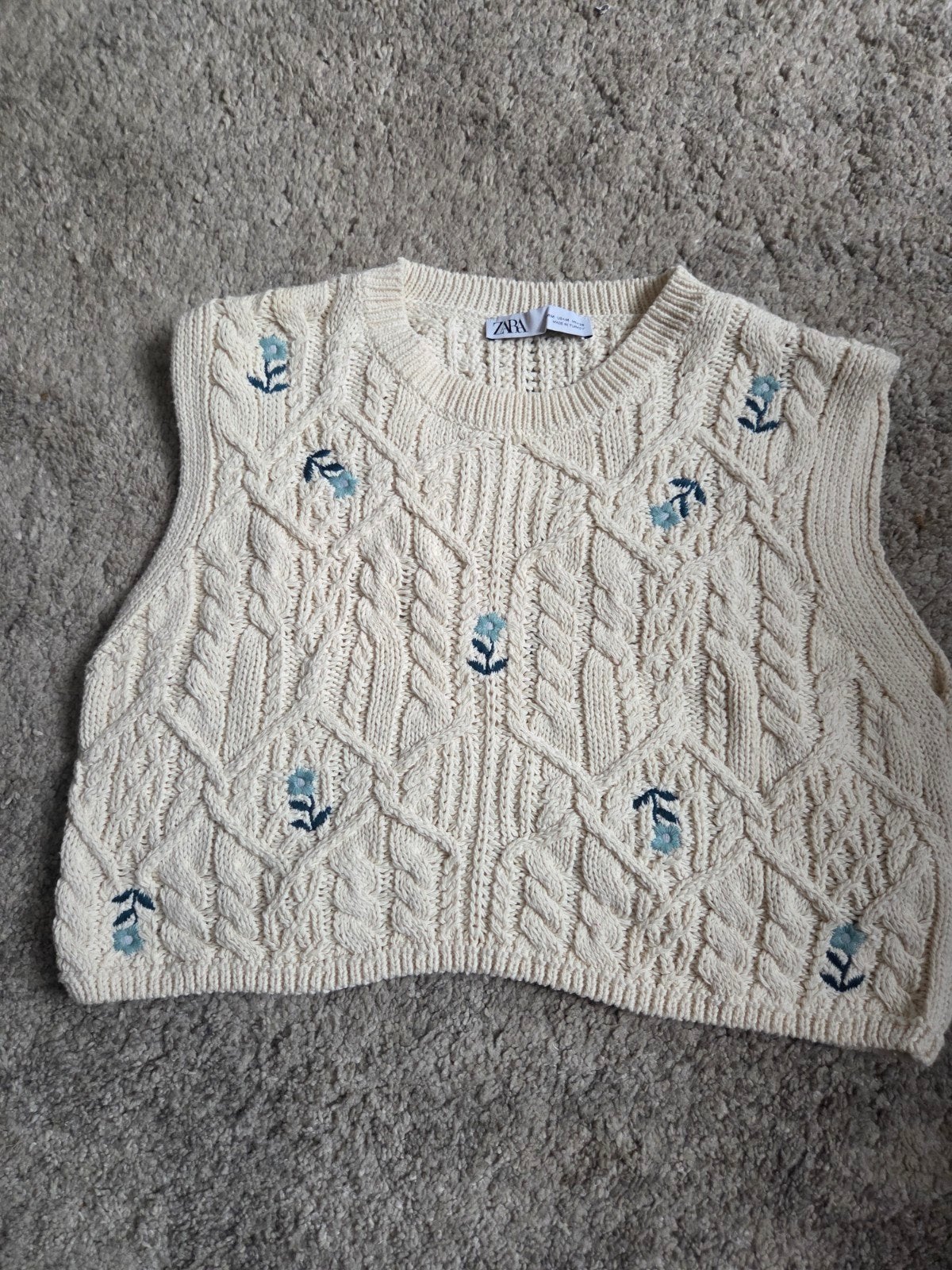 Zara gebreide spencer met bloemen - Zo goed als nieuw, Maat 38/40 (M), Ophalen of Verzenden, Zo goed als nieuw, Zara