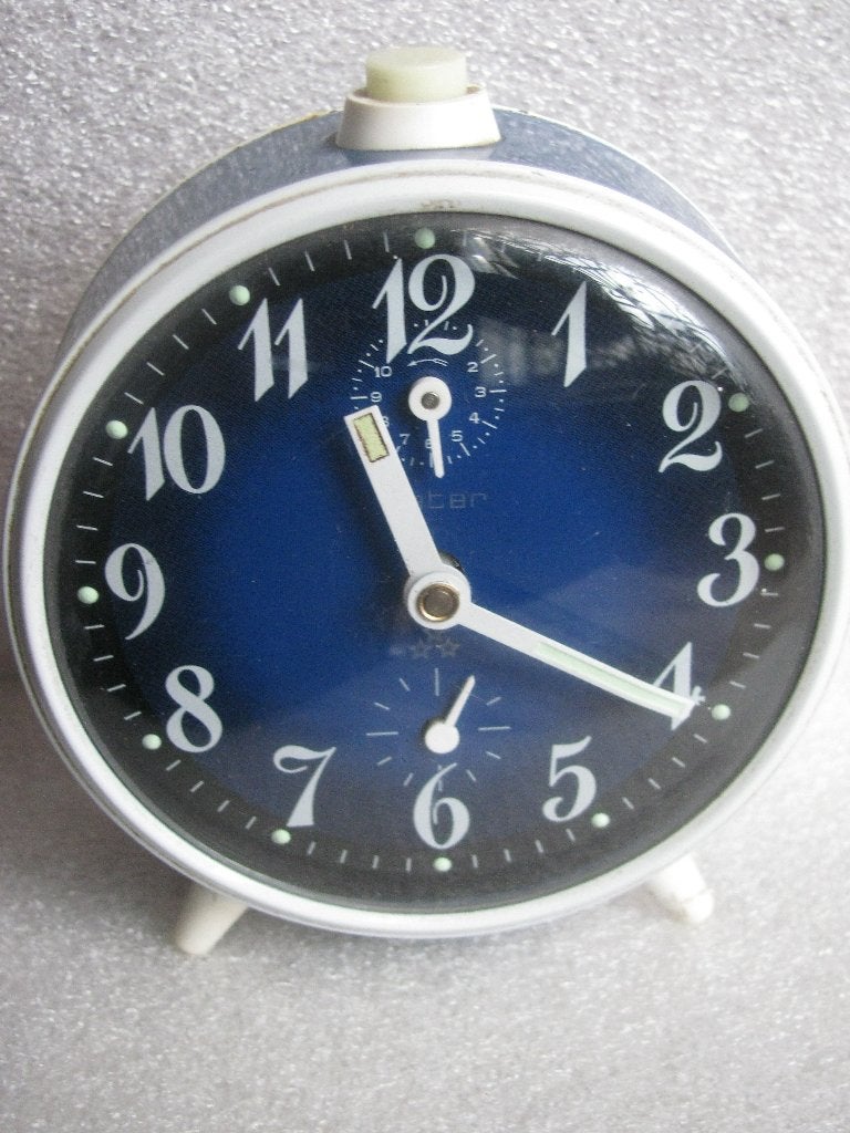 Vintage Wekker / Wijzerplaat Donker Blauw - PETER / Germany, Antiek en Kunst, Curiosa en Brocante, Verzenden