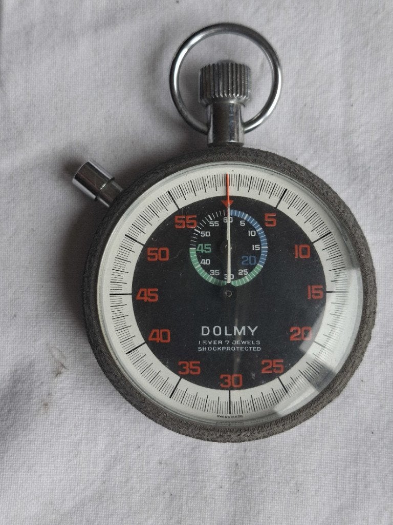 Dolmy mechanische stopwatch, Overige merken, Zakhorloge, Staal, 1960 of later
