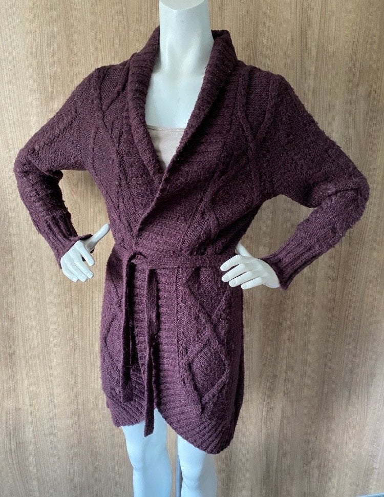 Cardigan Just B gebreid vest met ceintuur mt. M, Ophalen of Verzenden, Zo goed als nieuw, Maat 38/40 (M), Rood