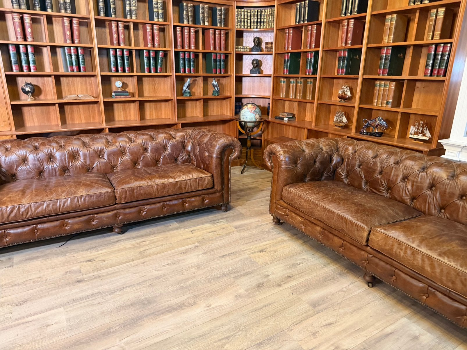 Originele Ralph Lauren Chesterfield 3-zitsbanken Cognac leer, Huis en Inrichting, Goesem engelsstraat, Driepersoons, Ophalen of Verzenden