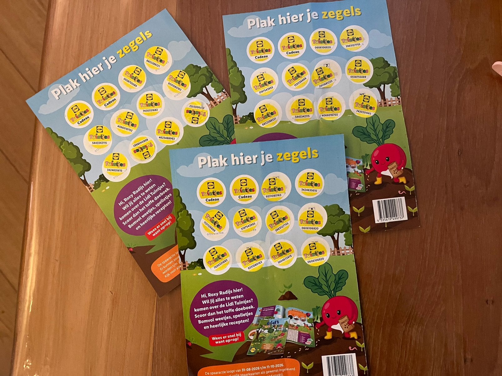 Gratis af te halen: 3 Lidl Tuintjes spaarkaarten met zegels, Ophalen, Nieuw, Overige typen