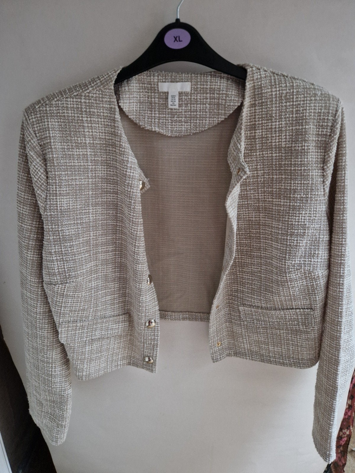 H&M tweed blazer jasje Maat xl, Kleding | Dames, H&M, Bruin, Maat 46/48 (XL) of groter, Ophalen of Verzenden