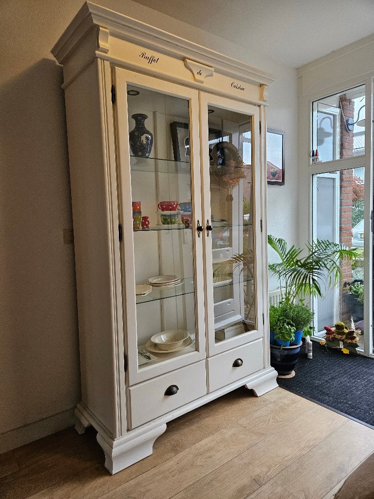 Rivièra Maison-stijl 'Buffet de Cuisine' kast wit lichtspots, Huis en Inrichting, Ophalen, 100 tot 150 cm, Met lade(s), Overige houtsoorten