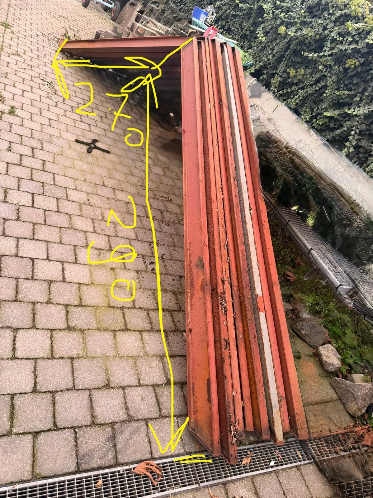 Stalen spanten (schuur/garage), Ophalen, IJzer