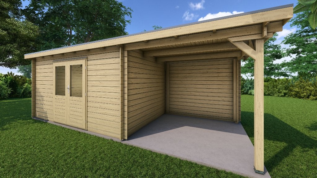 Fonteyn Basicline Tuinhuis met overkapping Lelie 650 x 250cm, Tuin en Terras, 200 tot 400 cm, Verzenden, Blokhut, Nieuw
